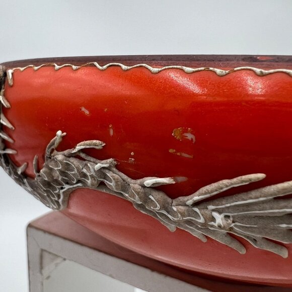 Vintage Orange Moriage Dragonware Ceramic Dragon bowl Made In Japan Orange white - Picture 7 of 16